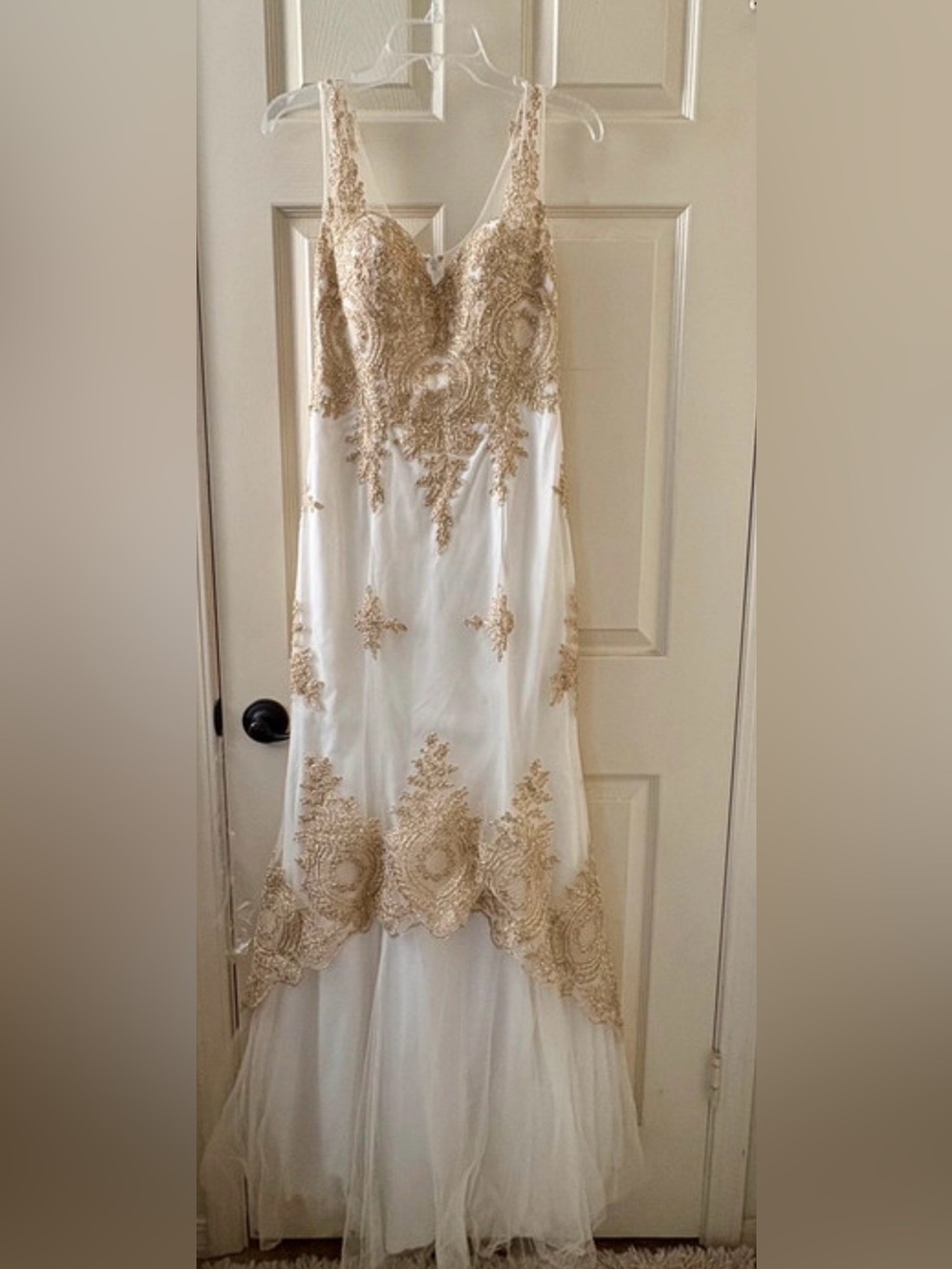 Elegant Gold Embellished Prom Dress